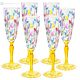 LAURUS Set of 6 authentic hand-painted flute glasses in superior quality glass.