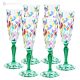 Set of 6 authentic hand-painted flute glasses in premium quality glass.