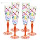 LAURUS Set of 6 authentic hand-painted flute glasses in superior quality glass.