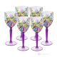 OASIS Set of 6 authentic hand-painted stemmed water glasses in premium quality glass.