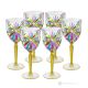 Set of 6 authentic hand-painted stemmed water glasses made of superior quality glass.
