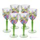 OASIS Set of 6 authentic hand-painted stemmed water glasses in premium quality glass.