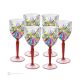 OASIS Set of 6 hand painted stemmed wine glasses, authentic, made of premium quality glass.