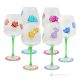 Set of 6 authentic hand-painted stemmed wine glasses made of premium quality glass.