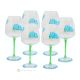 Set of 6 authentic hand-painted stemmed wine glasses made of premium quality glass.