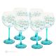 Set of 6 authentic hand-painted stemmed goblets in premium quality glass.
