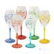 MONTECARLO Set of 6 authentic hand-painted stemmed water glasses in superior quality glass.