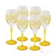 MONTECARLO Set of 6 authentic hand-painted stemmed wine glasses in superior quality glass.