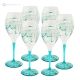 Set of 6 authentic hand-painted stemmed water glasses made of superior quality glass.