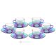 RAINBOW Set of 6 espresso cups and saucers hand-painted in superior quality glass.