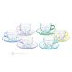Set of 6 espresso cups with saucer in hand-painted crystal glass.