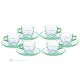 BASIC Set of 6 espresso cups with saucer, hand-painted crystal glass top.