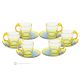HAPPY Set of 6 espresso coffee cups with saucer, hand-painted crystal glass top