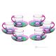 Set of 6 espresso coffee cups with saucer, hand-painted crystal glass top