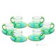 Set of 6 espresso coffee cups with saucer, hand-painted crystal glass top