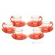 HAPPY Set of 6 espresso coffee cups with saucer, hand-painted crystal glass top