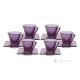 DEBBY Set of 6 hand-painted cappuccino cups and saucers in superior quality glass.