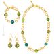 PARURE FIORATO ORO jewellery set necklace bracelet earrings handmade pearls in Murano-Venice glass with gold 18k authentic Made in Italy