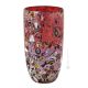 VASO ARLECCHINO Vase authentic Murano blown glass with Murrine and 925 silver leaf Made Italy