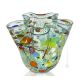 FAZZOLETTO ARLECCHINO Centerpiece authentic Murano blown glass with Murrine and 925 silver leaf Made Italy