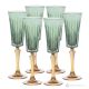 Set of 6 authentic hand-painted flute glasses in premium quality glass.