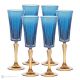 Set of 6 authentic hand-painted flute glasses in premium quality glass.