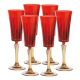 Set of 6 authentic hand-painted flute glasses in premium quality glass.