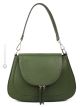 SOPHIA women's hand bag and Crossbody Bag in real handcrafted green leather 
