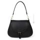 SOPHIA women's hand bag and Crossbody Bag in real handcrafted black leather 