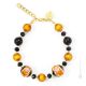 BRACCIALE FIORE fashion jewellery bracelet armlet handmade pearls in Murano-Venice glass with gold 18k authentic Made in Italy