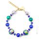 BRACCIALE FIORE fashion jewellery bracelet armlet handmade pearls in Murano-Venice glass with gold 18k authentic Made in Italy
