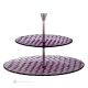 MANHATTAN Tiered cake and fruit stand, superior quality hand painted glass.