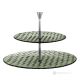 MANHATTAN Tiered cake and fruit stand, superior quality hand painted glass.