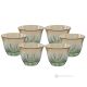 Set of 6 espresso glasses, superior quality glass, hand painted, elegant modern design.