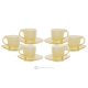 MOM Set of 6 hand-painted cappuccino cups and saucers in superior quality glass.