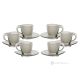 MOM Set of 6 hand-painted cappuccino cups and saucers in superior quality glass.
