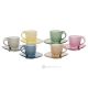 Set of 6 hand-painted cappuccino cups and saucers in superior quality glass.