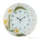 CALLA Wall clock, artistic glass decorated in floral relief, handmade