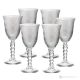 PERLE Set of 6 authentic hand-painted stemmed water glasses in superior quality glass.