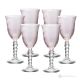 PERLE Set of 6 authentic hand-painted stemmed water glasses in superior quality glass.