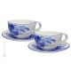 TAZZE FIORACCIO set breakfast cereal cups with saucers Castelli ceramic authentic handmade Abruzzo Made in Italy