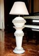 Table lamp with artistic ceramic column, decorated with roses, crystals and platinum details