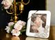 CRYSTALS & ROSES Photo frame picture frame handmade ceramic artistic Baroque style Platin Made in Italy