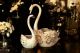 SWANS handmade ceramic table ornament Baroque style artistic with 24k gold details Made in Italy