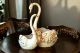 SWANS handmade ceramic table ornament Baroque style artistic with 24k gold details Made in Italy