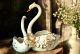 SWANS handmade ceramic table ornament Baroque style artistic with 24k gold details Made in Italy