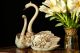 SWANS handmade ceramic table ornament Baroque style artistic with 24k gold details Made in Italy
