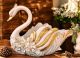 SWAN handmade ceramic table ornament Baroque style artistic with 24k gold details Made in Italy