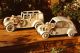 Ford and Cytroen, ceramic cars, with roses, crystals and gold details, hand made.