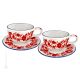 TAZZE FIORACCIO set 2 breakfast cereal cups with saucers Castelli ceramic authentic handmade Abruzzo Made in Italy